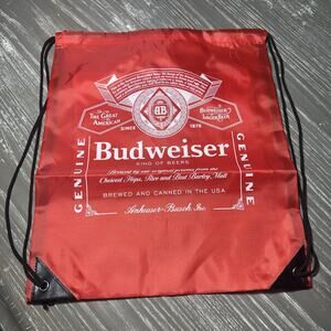 NEW Budweiser Back Sack Nylon Zippered Drawstring String Bag Tote Collectable Tr
